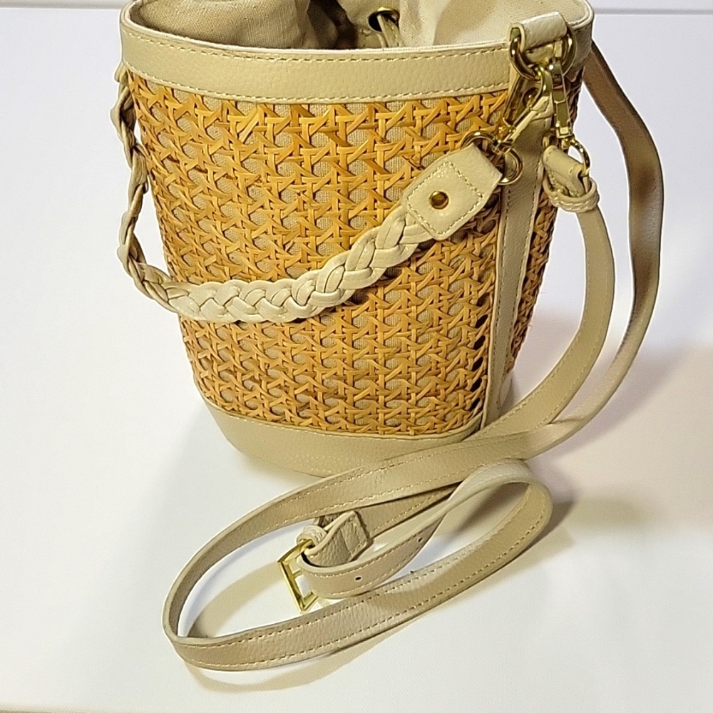 Cream & Bamboo Crossbody Purse